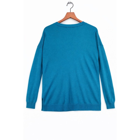 Laurie Felt Daisy Sweater XS Blue Floral Dopamine Knit Cottagecore Retro Inspo - Picture 7 of 9